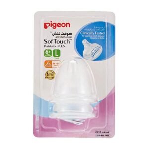 Pigeon Wide Neck Peristaltic Plus Nipple (L) 2 Pieces